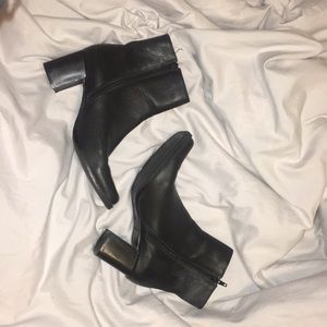 Black Wide Heeled Booties